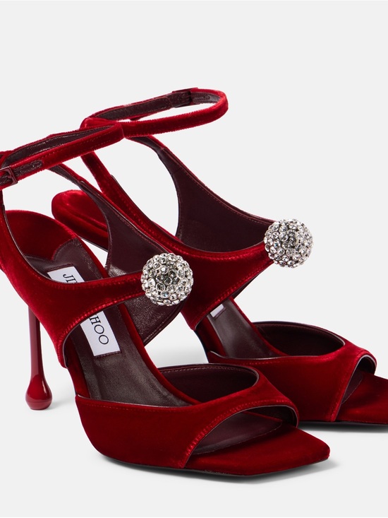 Jimmy Choo Shoes - Jimmy Choo Orb 95 embellished velvet sandals Size 7
